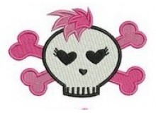 Stickmuster - Skull Princess Haare voll
